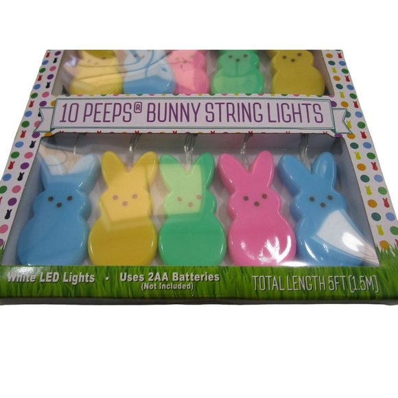 Peeps Bunny String 10 Light Batteries Not Included New Easter Bonnets or Baskets - Picture 6 of 15